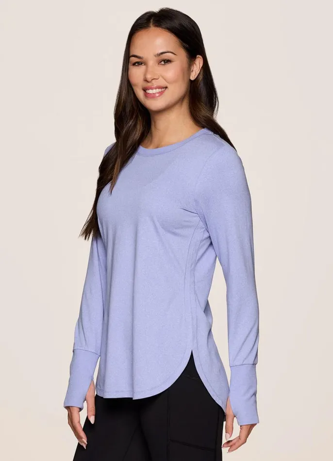 Women Studio Super Soft Tunic Tee Purple RBX Active Long Sleeve