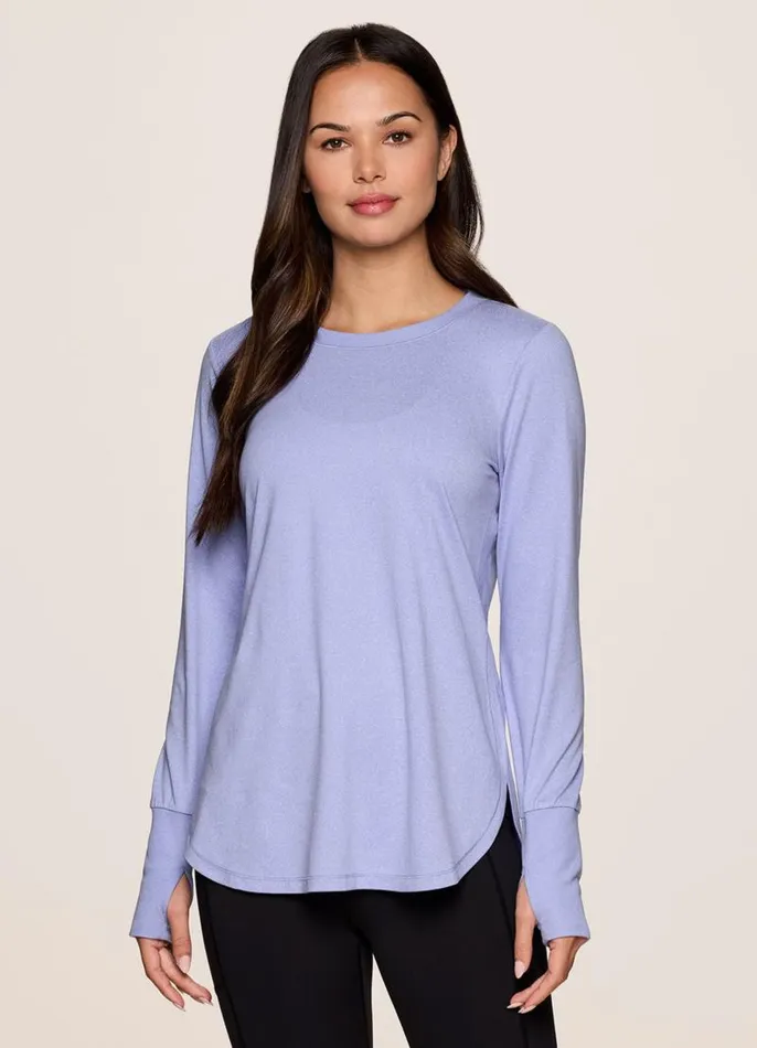 Women Studio Super Soft Tunic Tee Purple RBX Active Long Sleeve