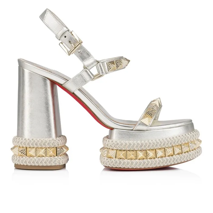 Women Superaclou 130 Mm Sandals 8211 Iridescent Nappa Leather 8211 Sahara Christian Louboutin Platforms