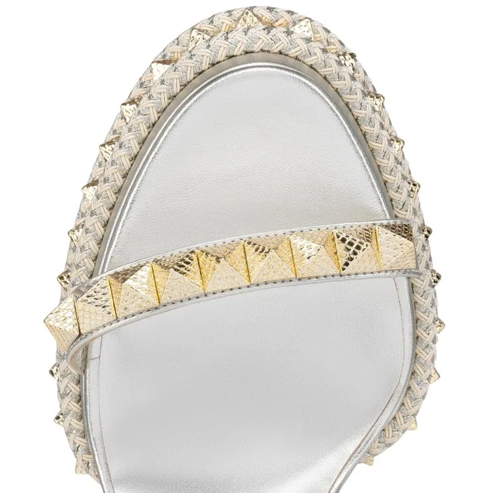 Women Superaclou 130 Mm Sandals 8211 Iridescent Nappa Leather 8211 Sahara Christian Louboutin Platforms