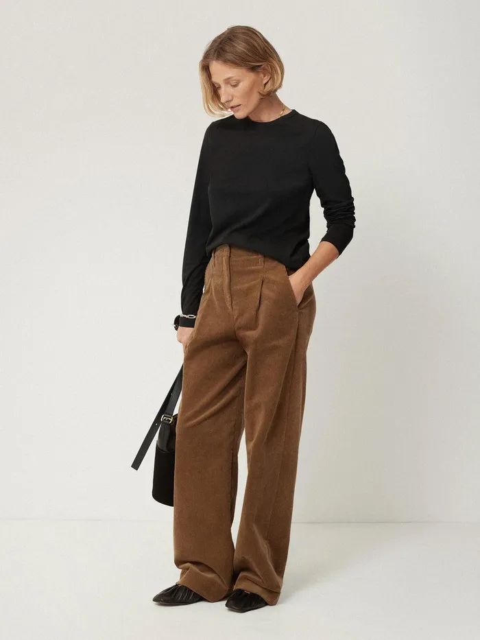 Women Supima Cotton Long Sleeve Tee Black Jigsaw Shirts and Tops