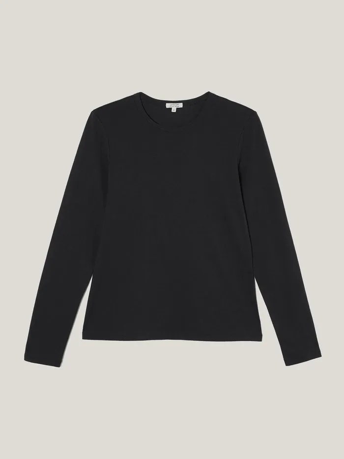 Women Supima Cotton Long Sleeve Tee Black Jigsaw Shirts and Tops