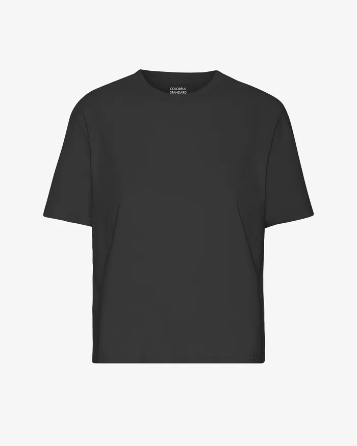 Women TShirts Colorfulstandard Organic Boxy Crop Tee 8211 Deep Black