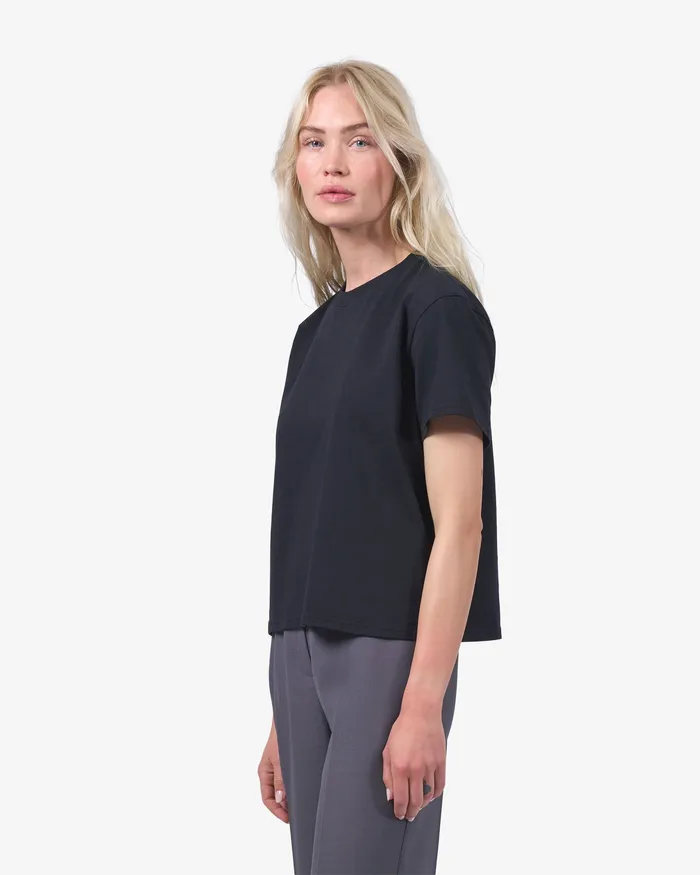 Women TShirts Colorfulstandard Organic Boxy Crop Tee 8211 Deep Black