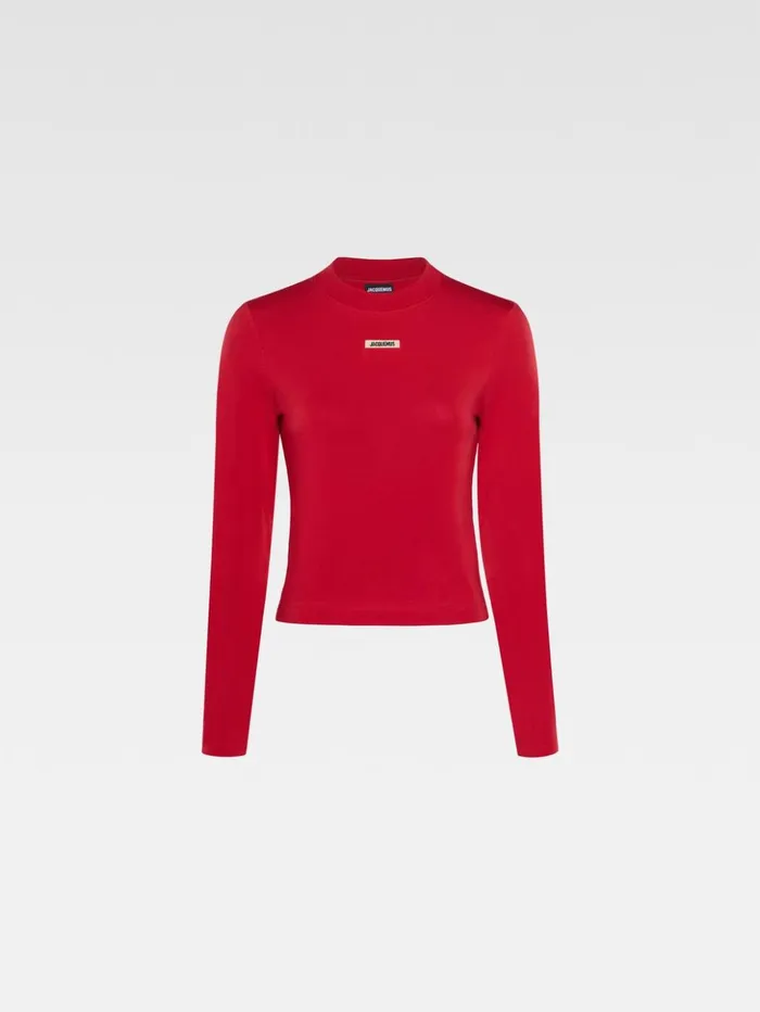 Women Tshirts JACQUEMUS The Gros Grain Longsleeve Tshirt Dark Red Women Tshirts JACQUEMUS The Gros Grain Longsleeve Tshirt Dark Red