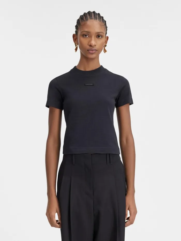Women Tshirts JACQUEMUS The Gros Grain Tshirt Black