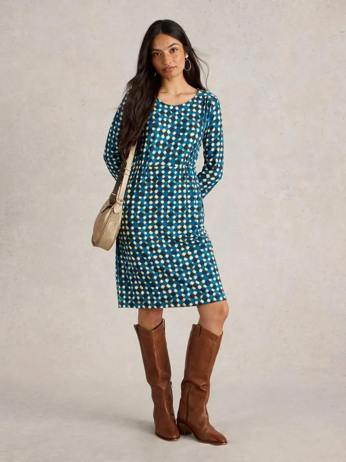 Women Tallie Jersey Printed Dress Navy Print White Stuff Dresses