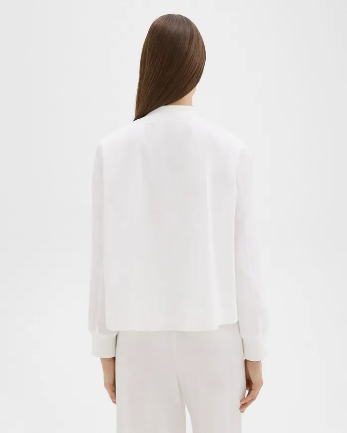 Women Theory Blazers Jackets ALine Flight Jacket In Good Linen White