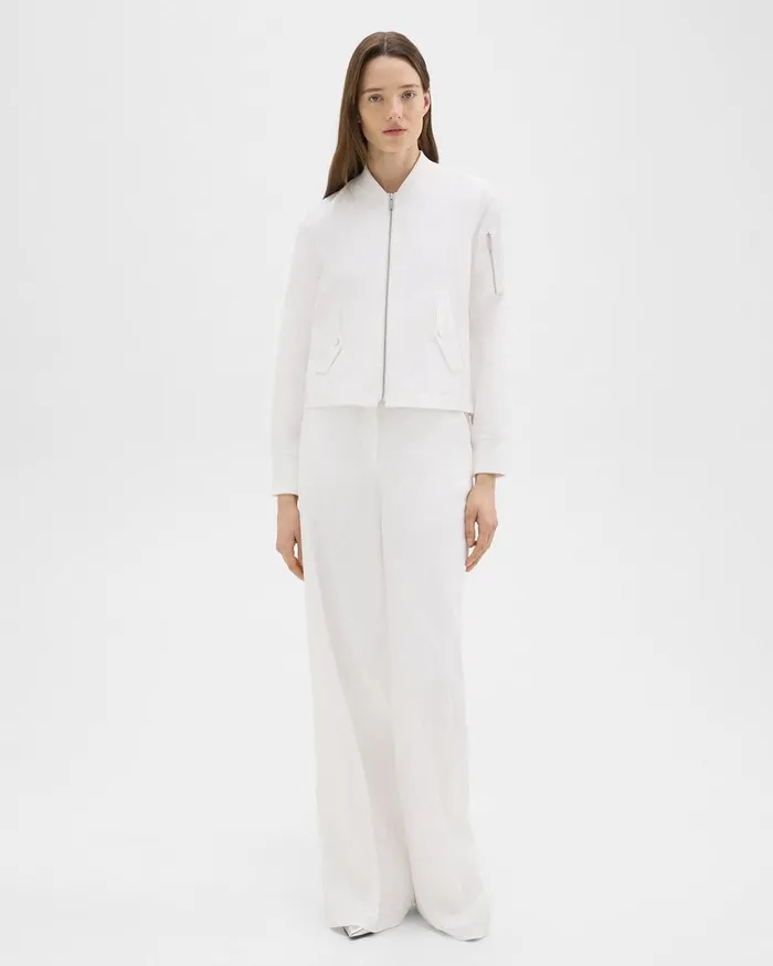 Women Theory Blazers Jackets ALine Flight Jacket In Good Linen White
