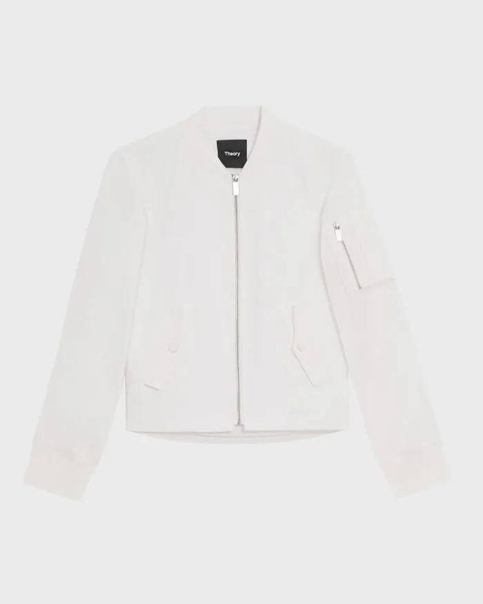 Women Theory Blazers Jackets ALine Flight Jacket In Good Linen White