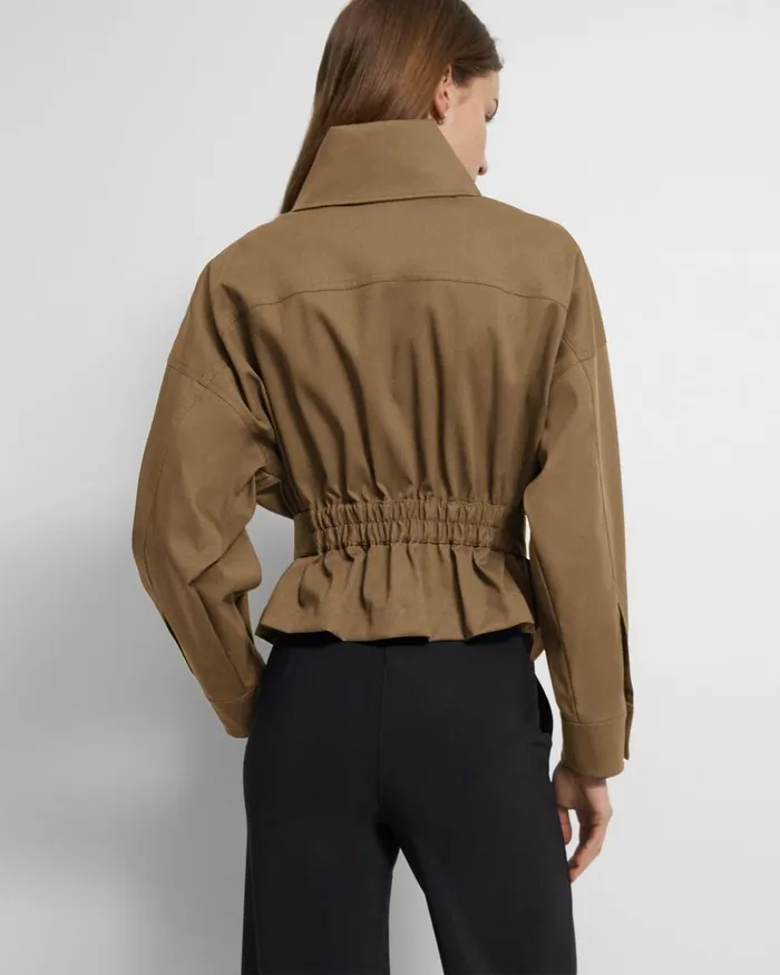 Women Theory Blazers Jackets Belted Cargo Jacket In CottonNylon Twill Camel