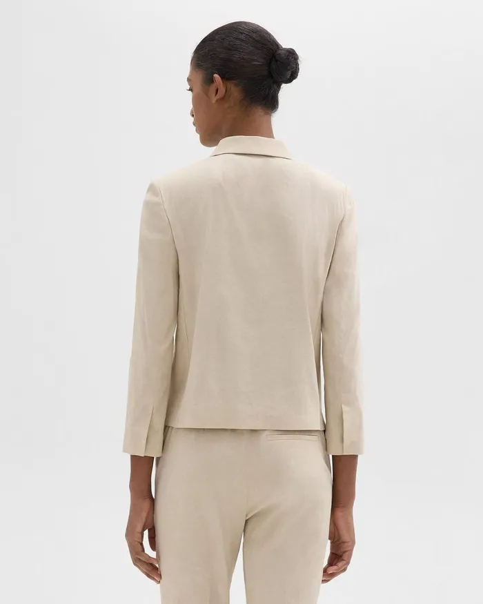 Women Theory Blazers Jackets Boxy Patch Pocket Blazer In Good Linen Straw
