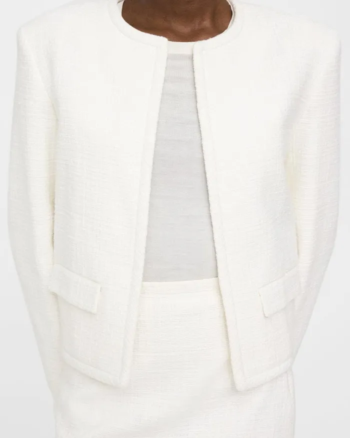 Women Theory Blazers Jackets Cropped Jacket In Cotton Tweed White