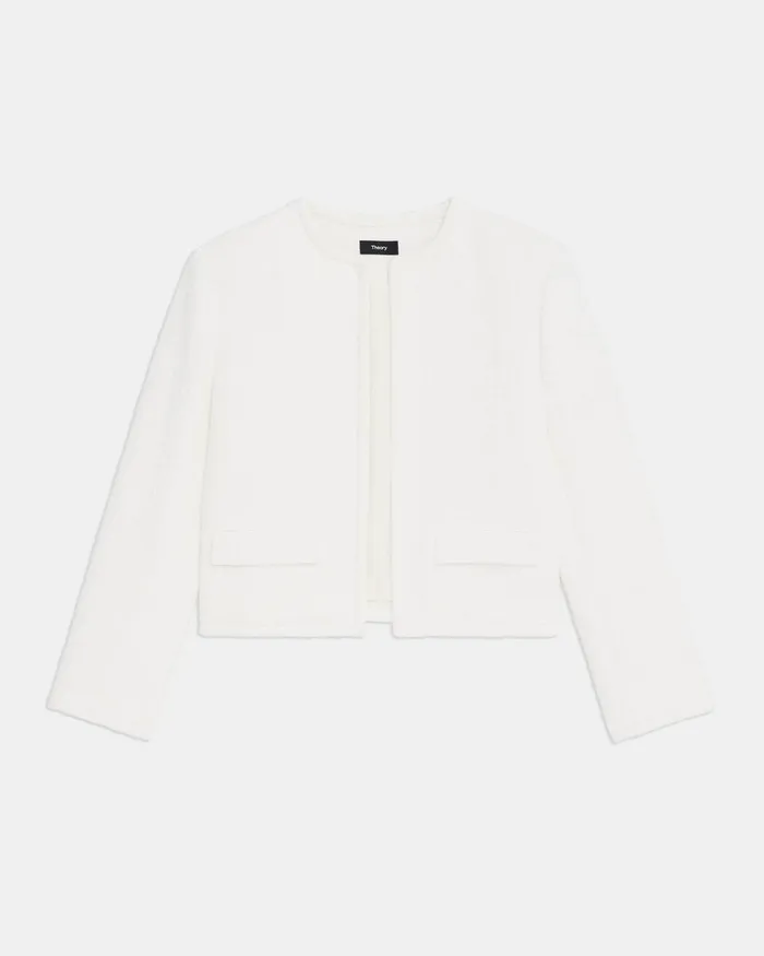 Women Theory Blazers Jackets Cropped Jacket In Cotton Tweed White