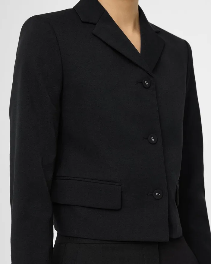 Women Theory Blazers Jackets Cropped Jacket In Textured Gabardine Black