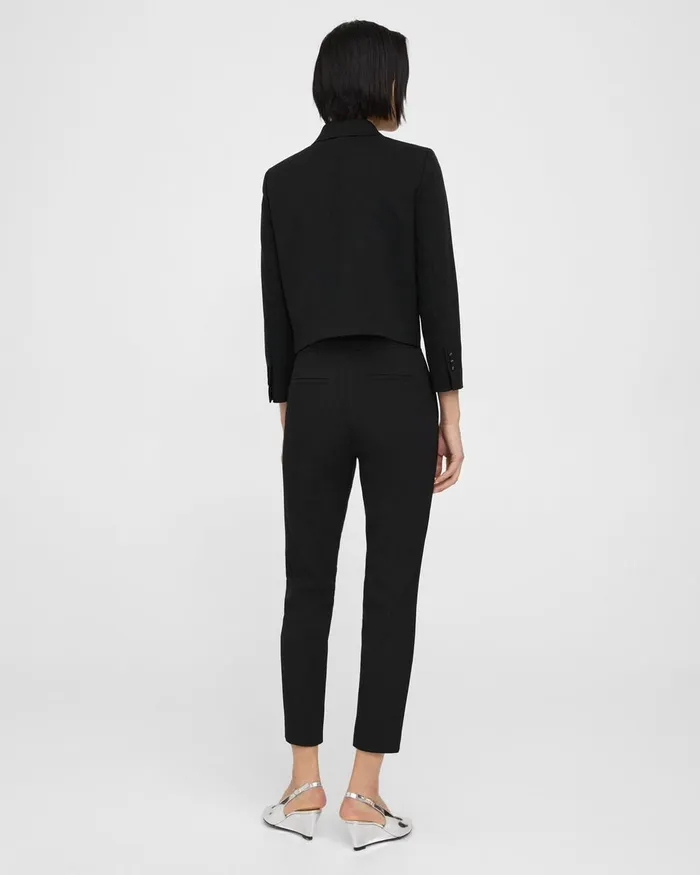 Women Theory Blazers Jackets Cropped Jacket In Textured Gabardine Black