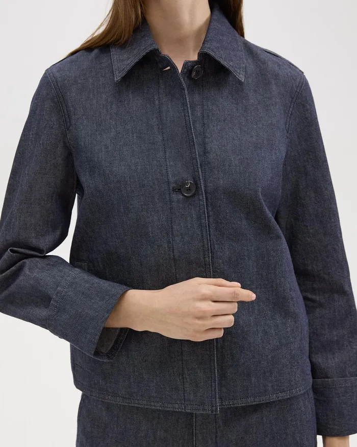 Women Theory Blazers Jackets Cuffed Jacket In Crisp Denim Indigo