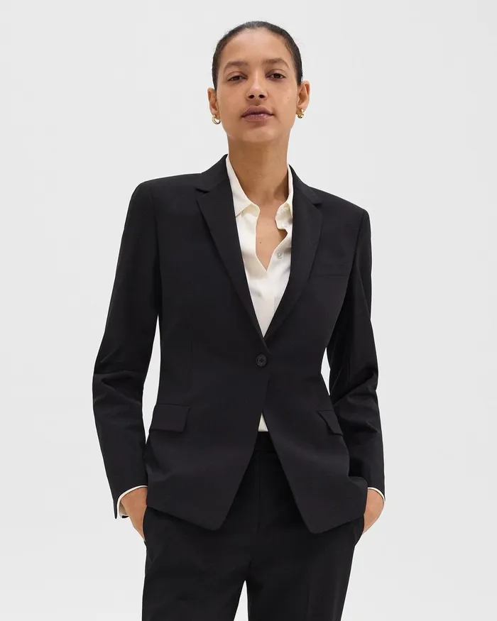 Women Theory Blazers Jackets Slim Blazer In Good Wool Black