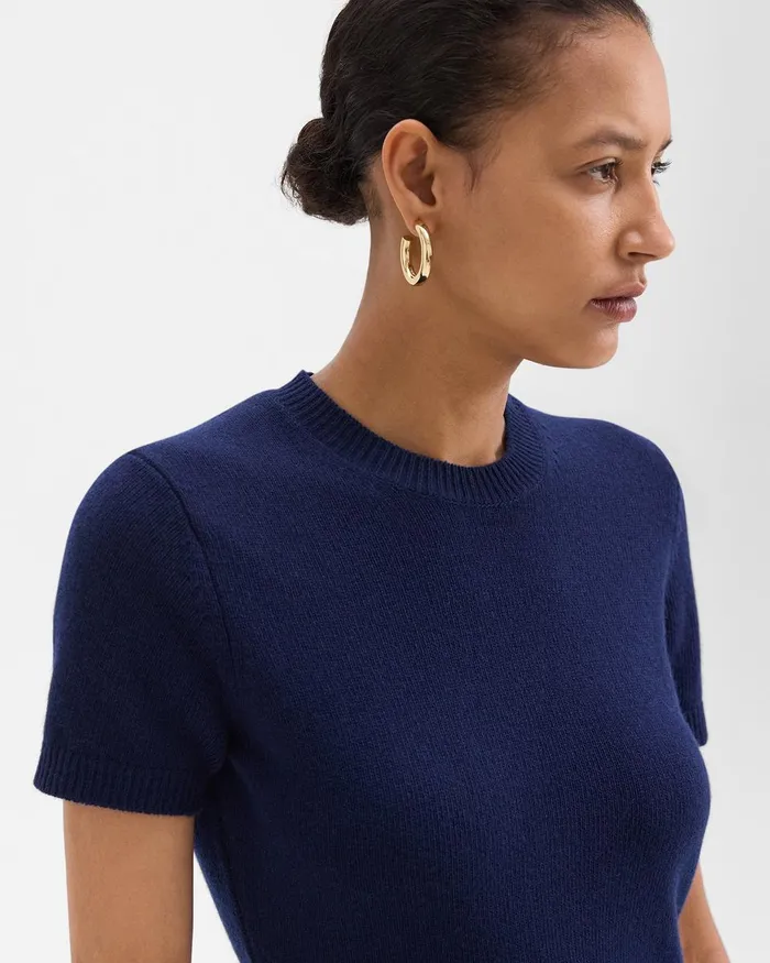 Women Theory Dresses Mini Sweater Dress In Felted WoolCashmere Dark Denim