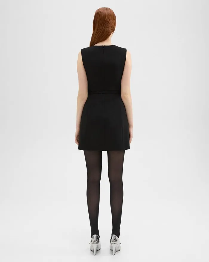 Women Theory Dresses Sculpted Sleeveless Dress In Double Weave Black