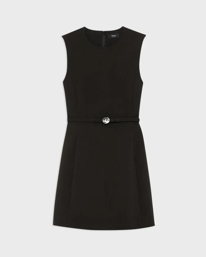 Women Theory Dresses Sculpted Sleeveless Dress In Double Weave Black