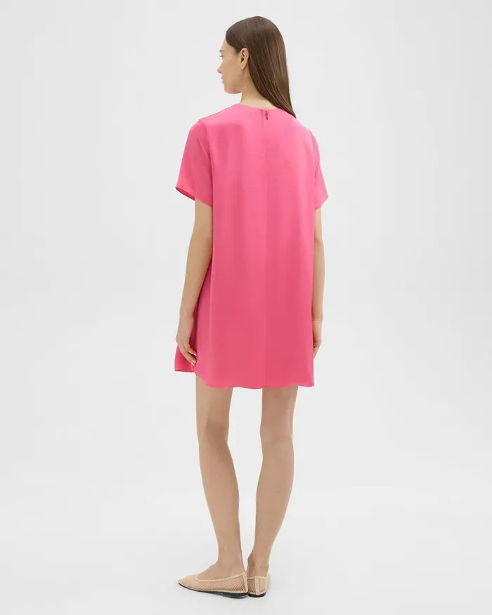Women Theory Dresses TShirt Dress In Crushed Satin Pink Azalea
