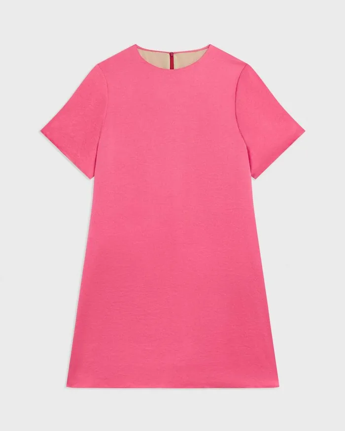 Women Theory Dresses TShirt Dress In Crushed Satin Pink Azalea
