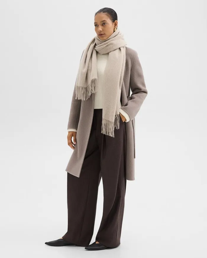 Women Theory Hats Gloves Scarves Classic Scarf In Cashmere Oat Melange