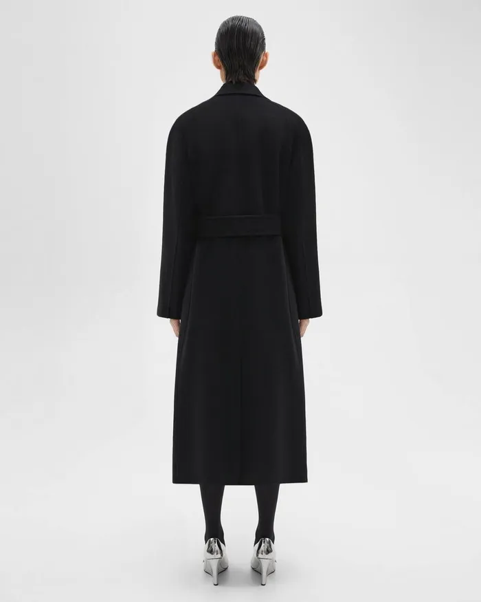 Women Theory Outerwear Belted Coat In DoubleFace WoolCashmere Black