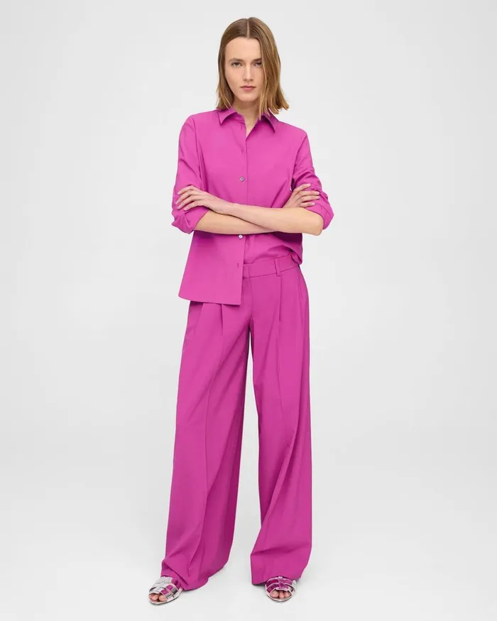 Women Theory Pants Pleated LowRise Pant In Good Wool Carnation