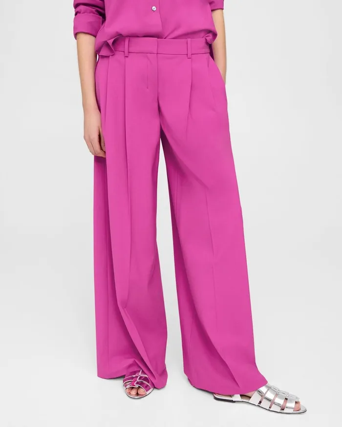 Women Theory Pants Pleated LowRise Pant In Good Wool Carnation