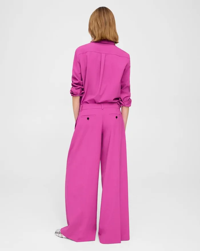 Women Theory Pants Pleated LowRise Pant In Good Wool Carnation
