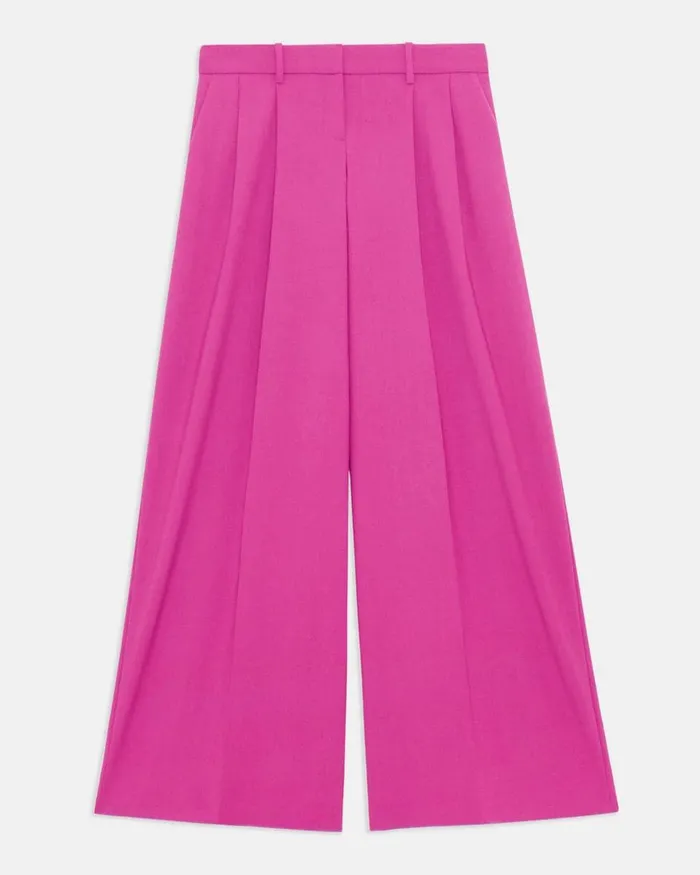 Women Theory Pants Pleated LowRise Pant In Good Wool Carnation