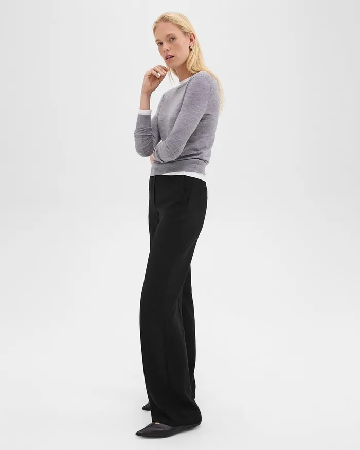 Women Theory Pants Relaxed Straight Pant In Admiral Crepe Black