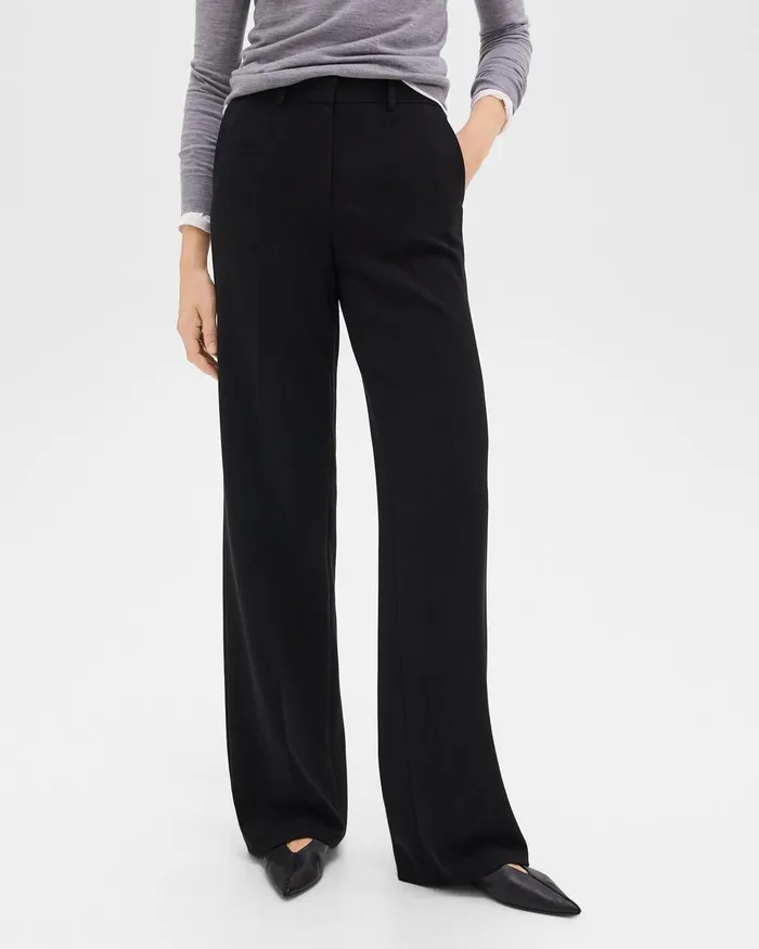 Women Theory Pants Relaxed Straight Pant In Admiral Crepe Black