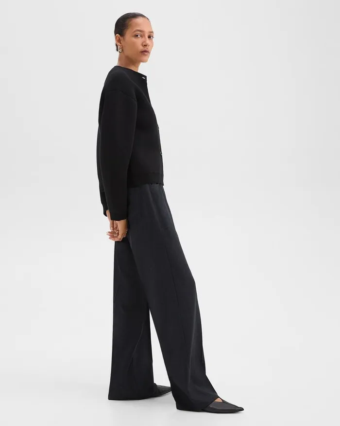 Women Theory Pants StraightLeg 5Pocket Pant In Stretch Flannel Charcoal Melange