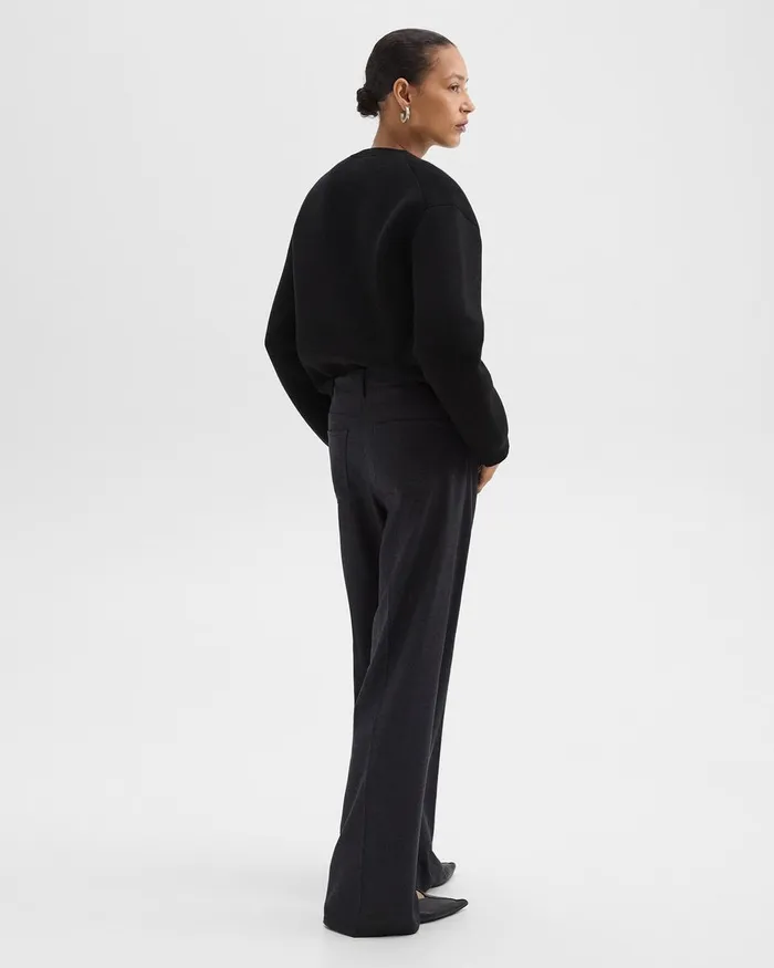 Women Theory Pants StraightLeg 5Pocket Pant In Stretch Flannel Charcoal Melange