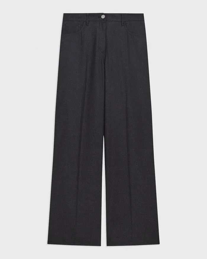 Women Theory Pants StraightLeg 5Pocket Pant In Stretch Flannel Charcoal Melange