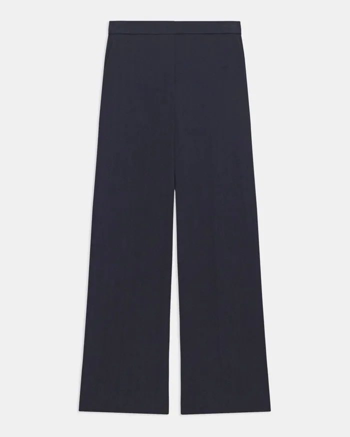 Women Theory Pants Straight PullOn Pant In Striped Admiral Crepe Nocturne Navy
