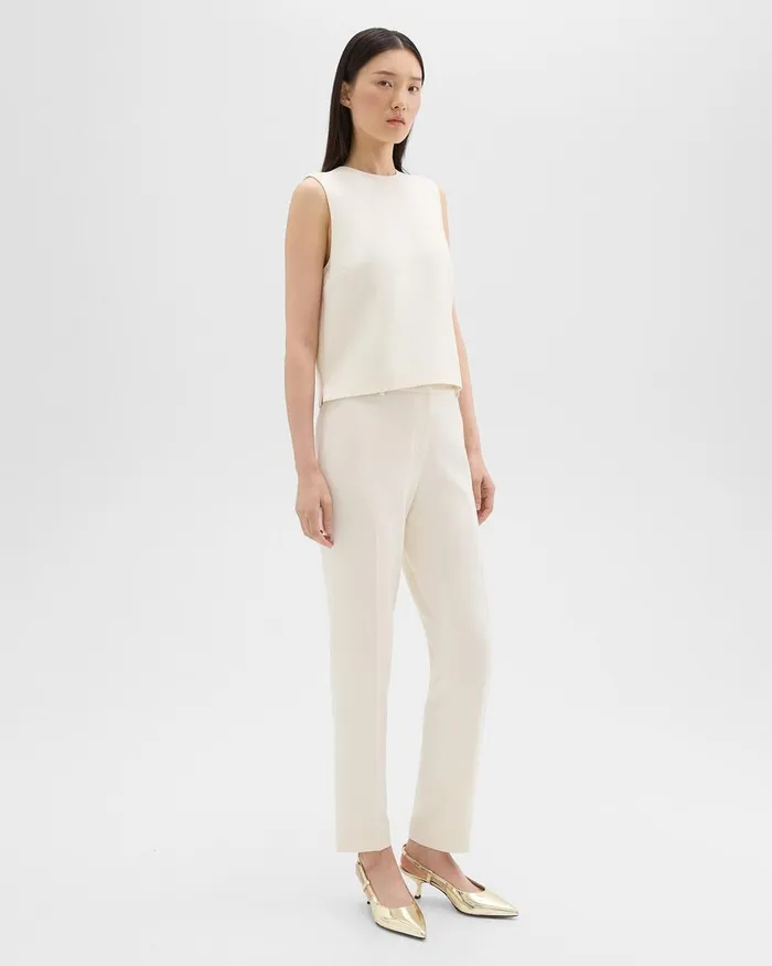 Women Theory Pants Treeca Full Length Pant In Admiral Crepe Rice