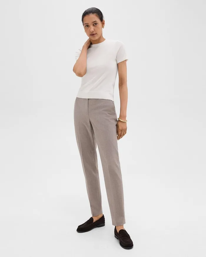 Women Theory Pants Treeca Full Length Pant In Good Wool Cinder Melange