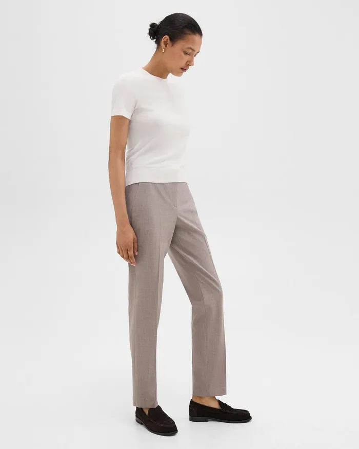 Women Theory Pants Treeca Full Length Pant In Good Wool Cinder Melange