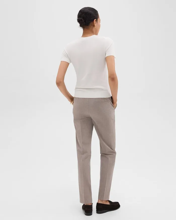 Women Theory Pants Treeca Full Length Pant In Good Wool Cinder Melange
