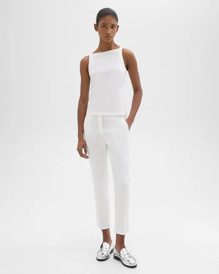 Women Theory Pants Treeca PullOn Pant In Good Linen White