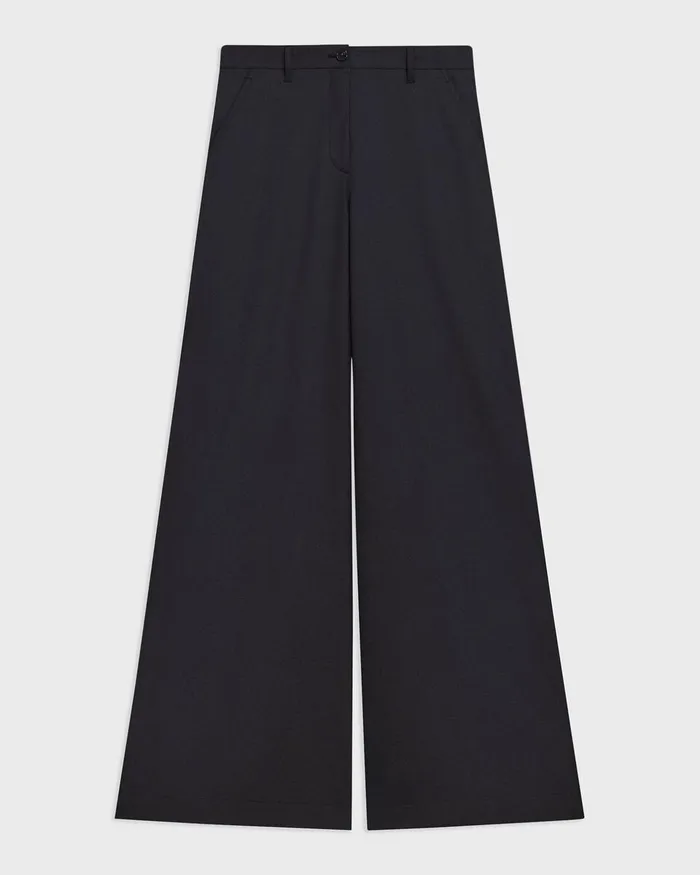 Women Theory Pants Ultra WideLeg Pant In Stretch Flannel Dark Navy