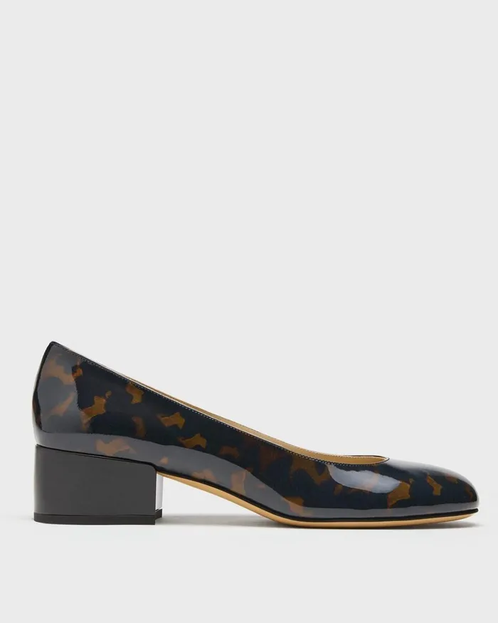Women Theory Shoes Ballet Pump In Tortoiseshell Print Leather Blackbrown