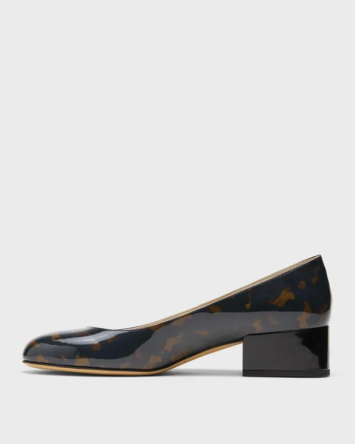 Women Theory Shoes Ballet Pump In Tortoiseshell Print Leather Blackbrown