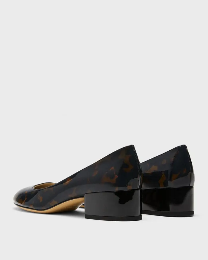 Women Theory Shoes Ballet Pump In Tortoiseshell Print Leather Blackbrown