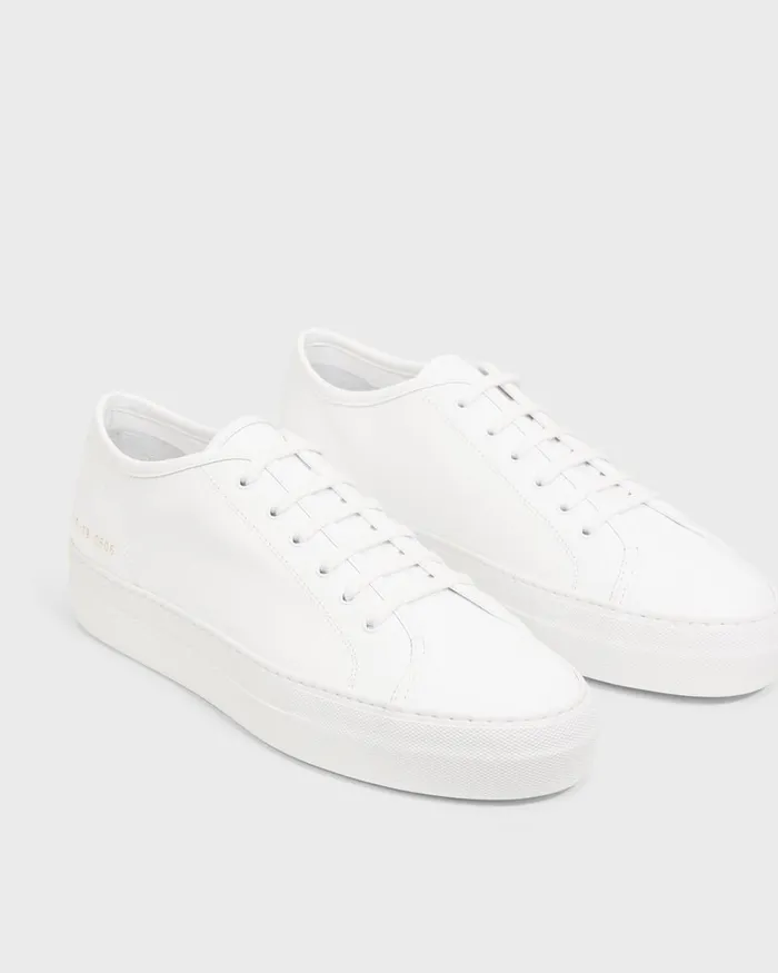 Women Theory Shoes Common Projects Tournament LowTop Super Platform Sneakers White