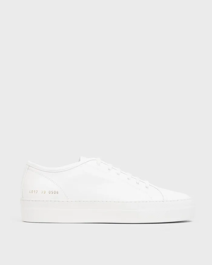 Women Theory Shoes Common Projects Tournament LowTop Super Platform Sneakers White